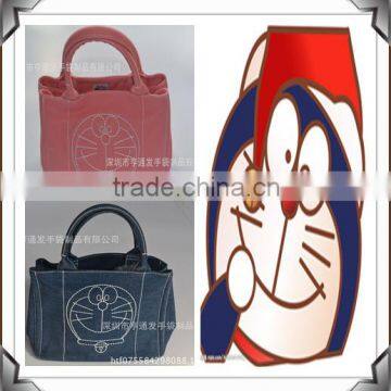 cute Doraemon korea and japan style denim wallet with cosmetic bag