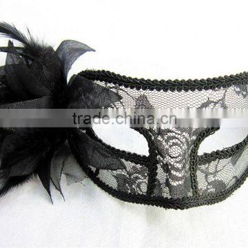 Masquerade lace mask with flower decoration