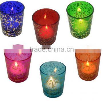 7.3*8.5cm Alabaster Glass Cross Candle Holder