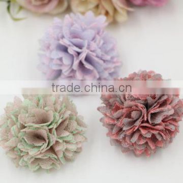 Customed Design Spring Handmade Fabric Flower With Lace Embellishment