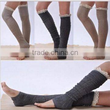 Wholesale Acrylic Crochet Knee High Boot Socks Lace Boot Socks Leg Warmers