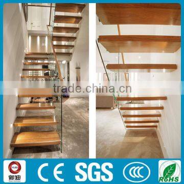 Customized Glass/wood Straight Floating Stairs With Light--YUDI photo-6