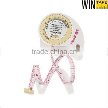 White Novelty Retractable LOGO Brand Printing Body Calcul BMI Fiber Glass Measure Tape