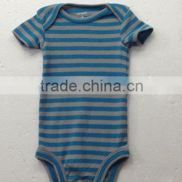 Fashion short sleeve summer romper stripe plain cotton baby romper