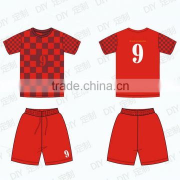 2017 hot design custom top quality sublimation red soccer sets