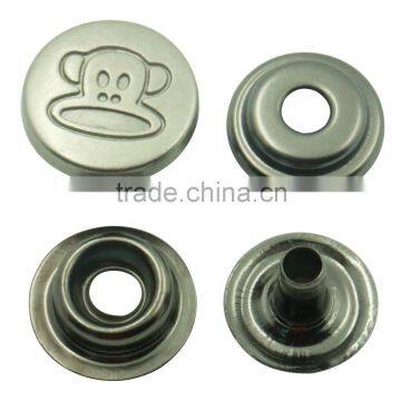 Custom zinc alloy 15mm round shape monkey logo plating technics metal snap button                        
                                                Quality Choice
