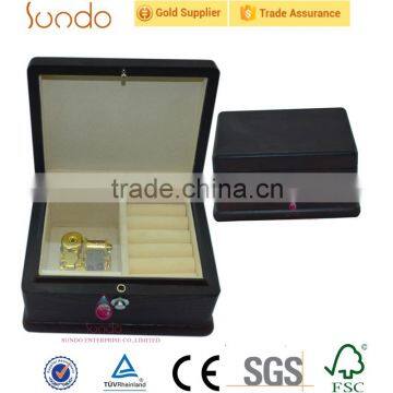 flat wooden jewelry box with compartment