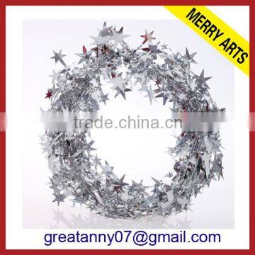 Party foil decoration silver christmas tinsel garland for wedding ornament customed