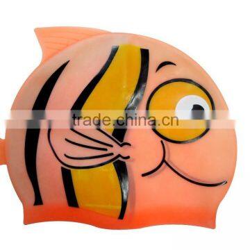 Logo printing custom silicone cartoon swimming cap, custom printed ear production swim cap
