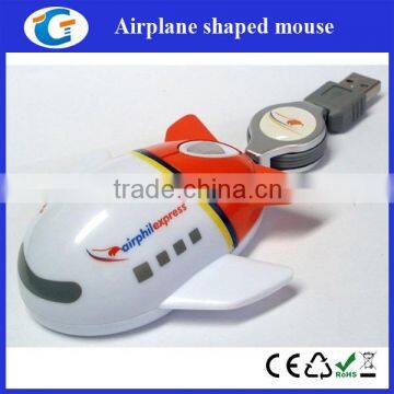 Aeroplane Shaped Wired Optical Mouse With Retractable Cable photo-3