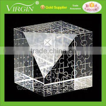 Fancy design magical crystal cube block with a cut facet as book paper weight