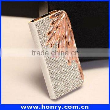 High Quality Diamond Bling Wallet Leather Case For Apple Iphone 4 photo-5