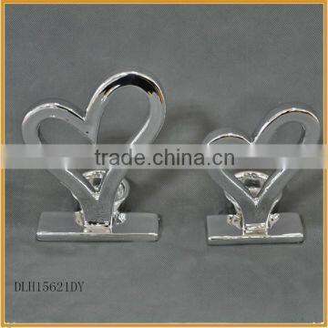 hotsale flat silver ceramic heart with candle holder