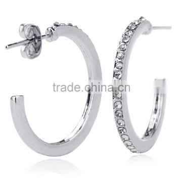 Mixed Styles Jewelry 18k White Gold Plated Silver Color Crystal Rhinestone Round Hoop Earring                        
                                                Quality Choice