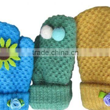 Professional wholesale girls flower knit glove