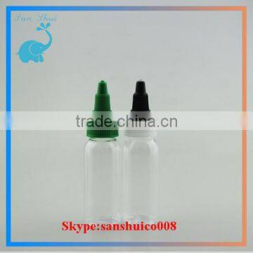 60ml twist pet bottles with twist caps for e juice with green and black color caps