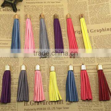 Wholesale 7-10cm Mutil Color Suede Leather Tassel,100pcs gold cap tassel for diy