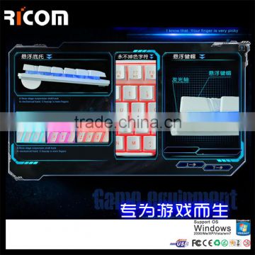 2016 New LED Illuminated Ergonomic Gaming Keyboard USB Multimedia Backlight Backlit Ultra-thin Keyboard--LK613--Shenzhen Ricom