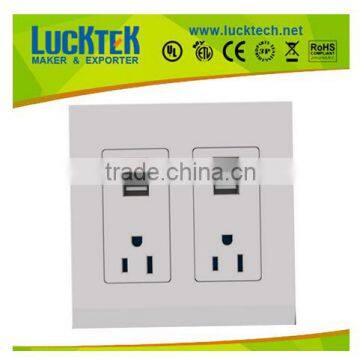 USA type socket with USB port with switch