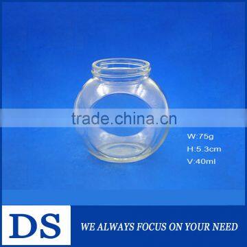 400ml mini flat drum shape clear glass jar for candy