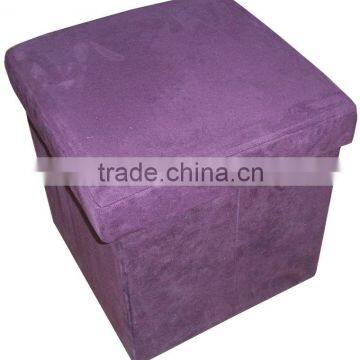 purple suede folding storage stool