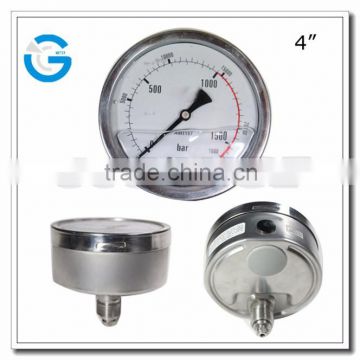 High quality center lower mounting 4 inch high pressure glycerine gauges