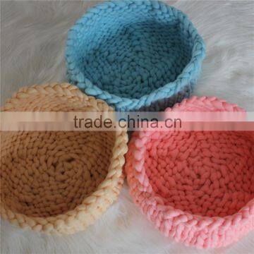 Various Colors Knitted Thick Yarn Basket Baby Photography Bowl Unisex Baby Boy Girl