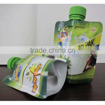 plastic laminated standing pouch with cap for liquid laundry detergent