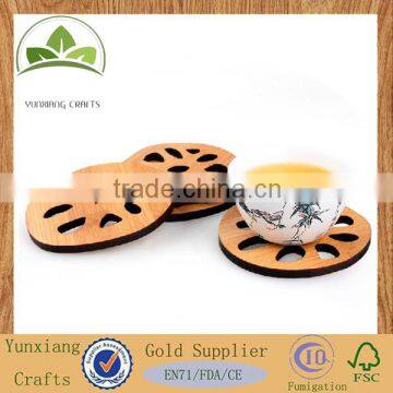 Lotus root shaped wood wooden tea Coaster