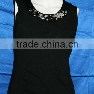Sleeveless hand sewn neck ladies blouse designs