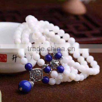 Handcraft Long Beautiful Cystal Beades Necklace Sweater Chain With Silver Ornament photo-5