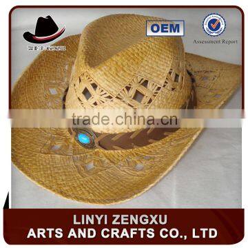 Straw knitted outdoor men crochet hat cowboy man hat