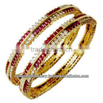 Ruby diamond gold bangle