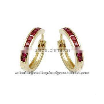 princess ruby yellow gold earrings hoops