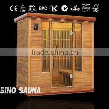 Best selling far infrared home sauna for weight loss slimming with low emf carbon heaters and FSC Hemlock and Red Cedar Wood