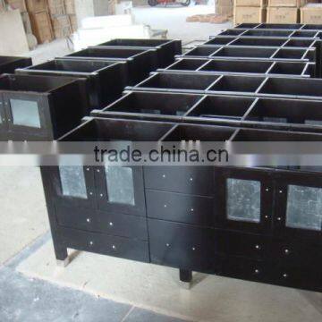 72" Glass Wash Basin Espresso Bathroom Vanity Cabinets photo-4