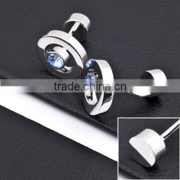 Wholesale Cooper Blue Rhinestone Unique Cufflinks For Men