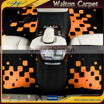 Black cut pile custom printed 100% polyester anti slip fancy car mat