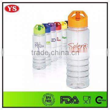 Customized Printing Logo Plastic Sports Drinking Bottle With Straw 750 ml
