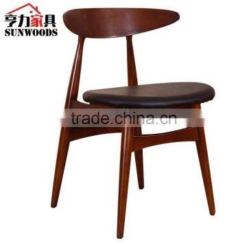 Modern Compact Solid Wood Leather Living Room Dining Chair