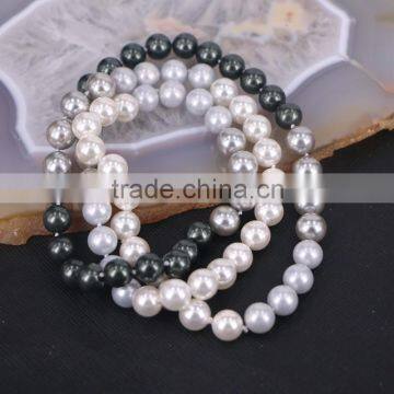 Round Shell Pearl Necklace, Shell Gem Beaded Necklace photo-5