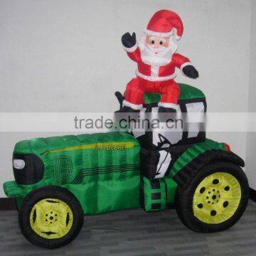 Christmas santa on tractor