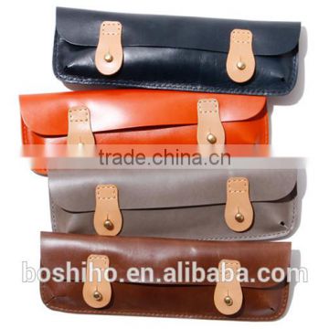 Boshiho cool design faux leather school pencil case