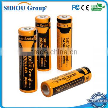 Sidiou Group Powerful 14500 Lithium Ion Battery 3.7V 600mAh Rechargeable Battery for LED flashlight (A Set of 4 Pieces)