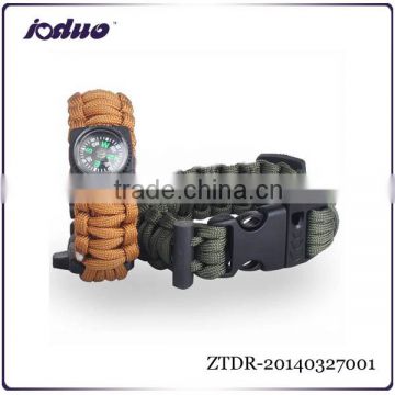 TOP high quality handwoven survival bracelet paracute bracelet equipped with whistle buckles flintstone compass ZTDR-20140327001