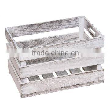 Natural handmade fruit storage solid antique imitation customized wooden crate organizer