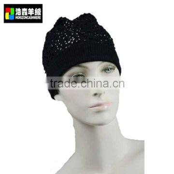 Fahsion Sequin Hat, Black Handmade Knit Hat