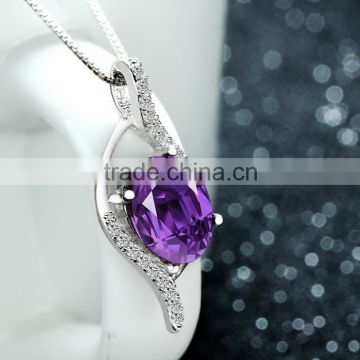 SCI104 big purple zircon sterling silver pendant jewelry charm