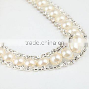 2016 Hot selling rhinestone trim pearl rhinestone chain trim for wholesale