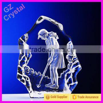 China Top Material Business Gift Laser Engraving Crystal Golf